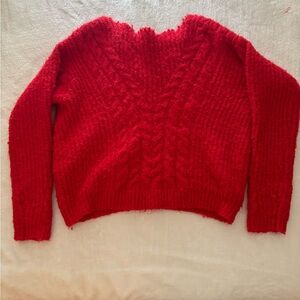 Cozy Red Cable Knit Sweater